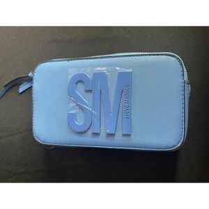 Steve Madden Blue Saffiano Crossbody Camera Bag with Chevron Strap & Coin Pouch